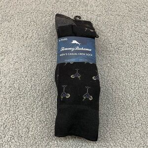 Tommy Bahama Mens Casual Crew Socks 6 Pair Pack Black Martini Glass One Size NWT